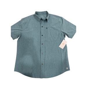 NWT Zelos Short Sleeve Button Up Shirt Men's Med Lightweight Zipper Pocket Teal